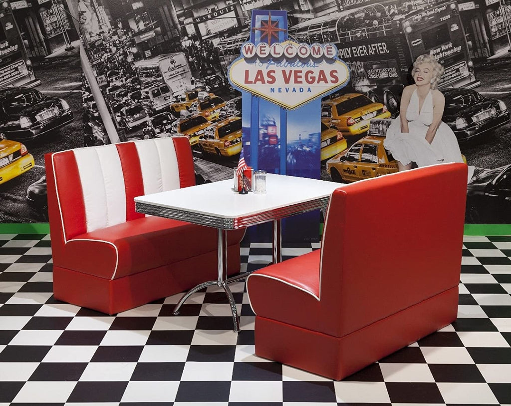 Red Double Booths With White Table - DISCOUNTED