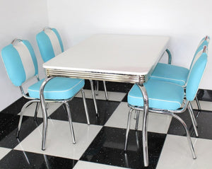 Smith's Retro Table with Four Chairs in Blue