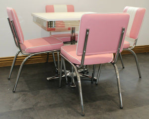 Budget Square Table Pink Diner Set