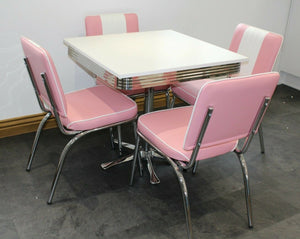 Budget Square Table Pink Diner Set