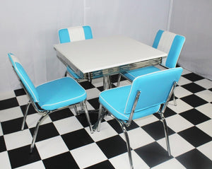 Budget Square Table Blue Diner Set