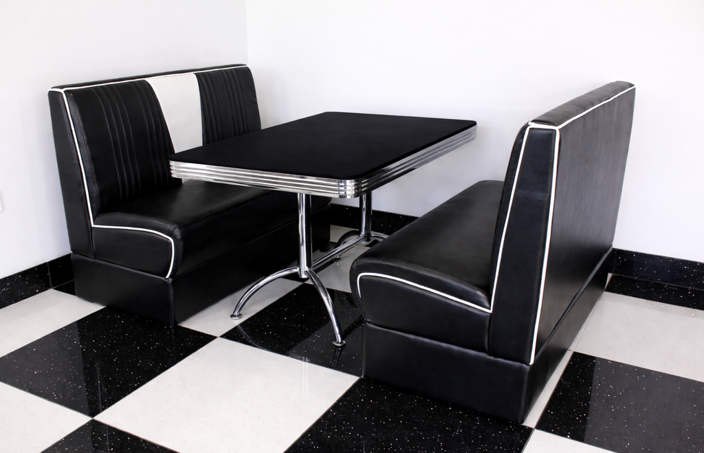 Black Nashville Booth Diner Set With Black Booth Table