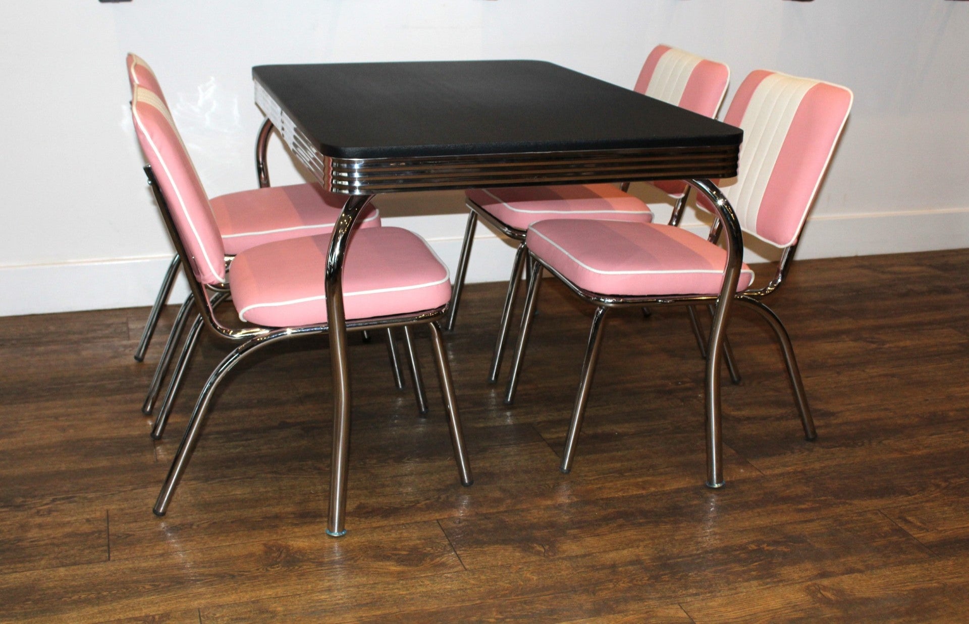 Four Legged Pink Diner Set With Black Table