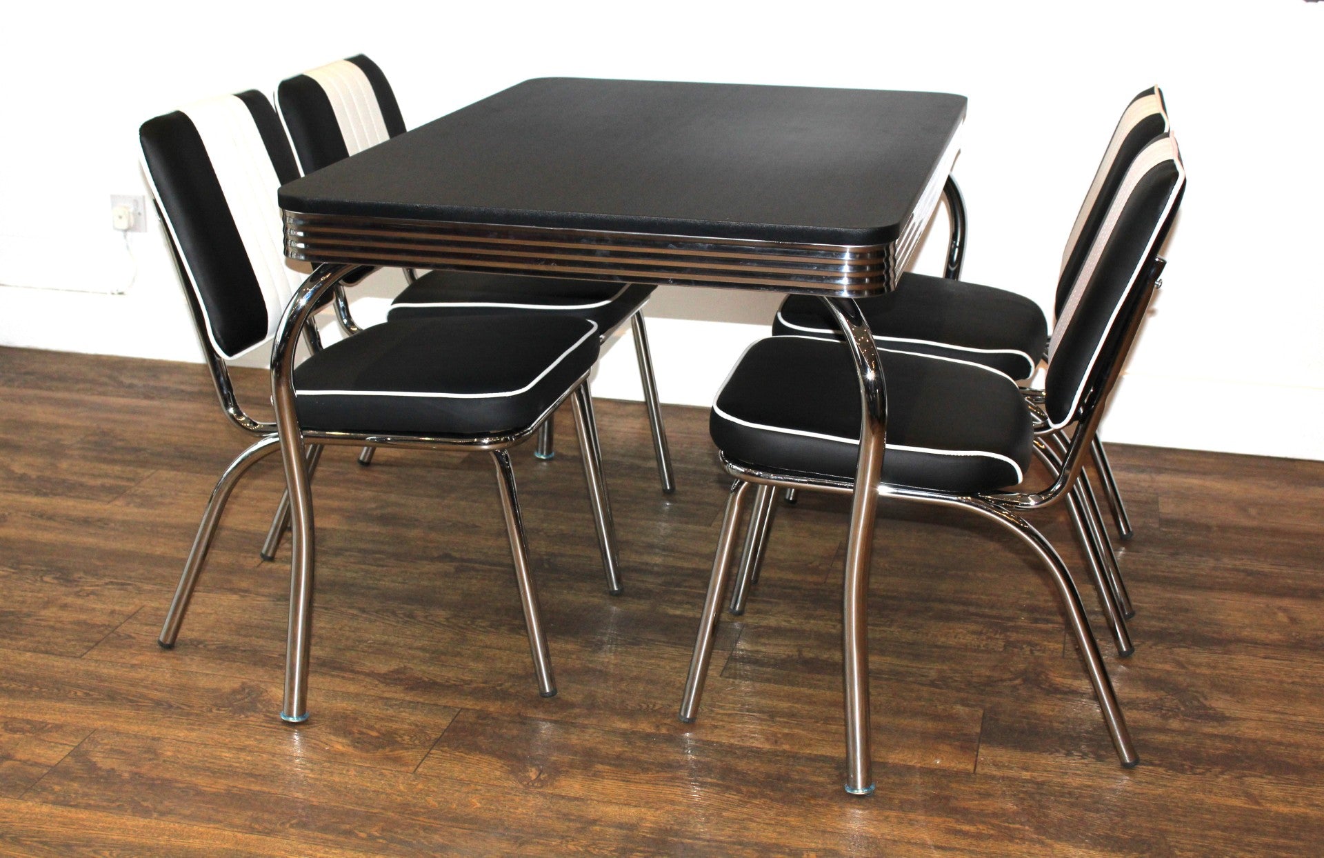 Four Legged Black Diner Set With Black Table - REDUCED