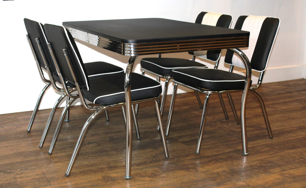 Four Legged Black Diner Set With Black Table