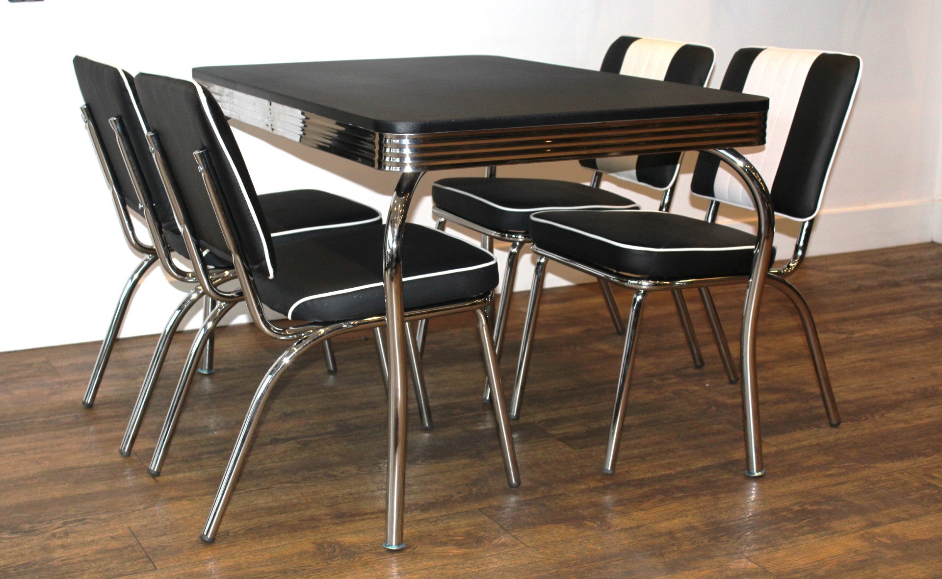 Four Legged Black Diner Set With Black Table - REDUCED