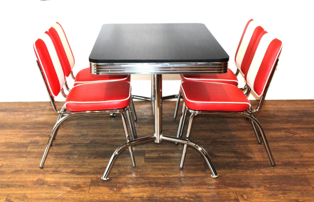 Red Diner Set With Black Booth Table