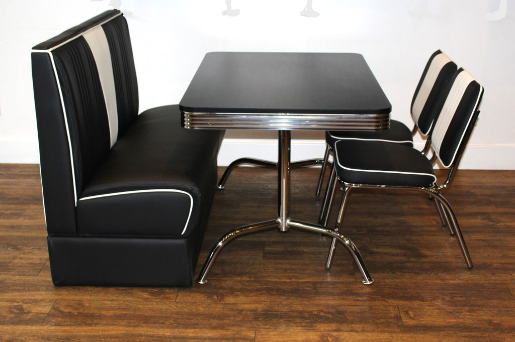 Black Nashville Booth, 2 Chairs and Black Booth Table