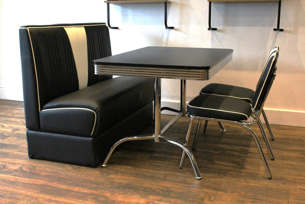 Black Nashville Booth, 2 Chairs and Black Booth Table