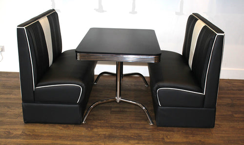 Black Nashville Booth Diner Set With Black Booth Table