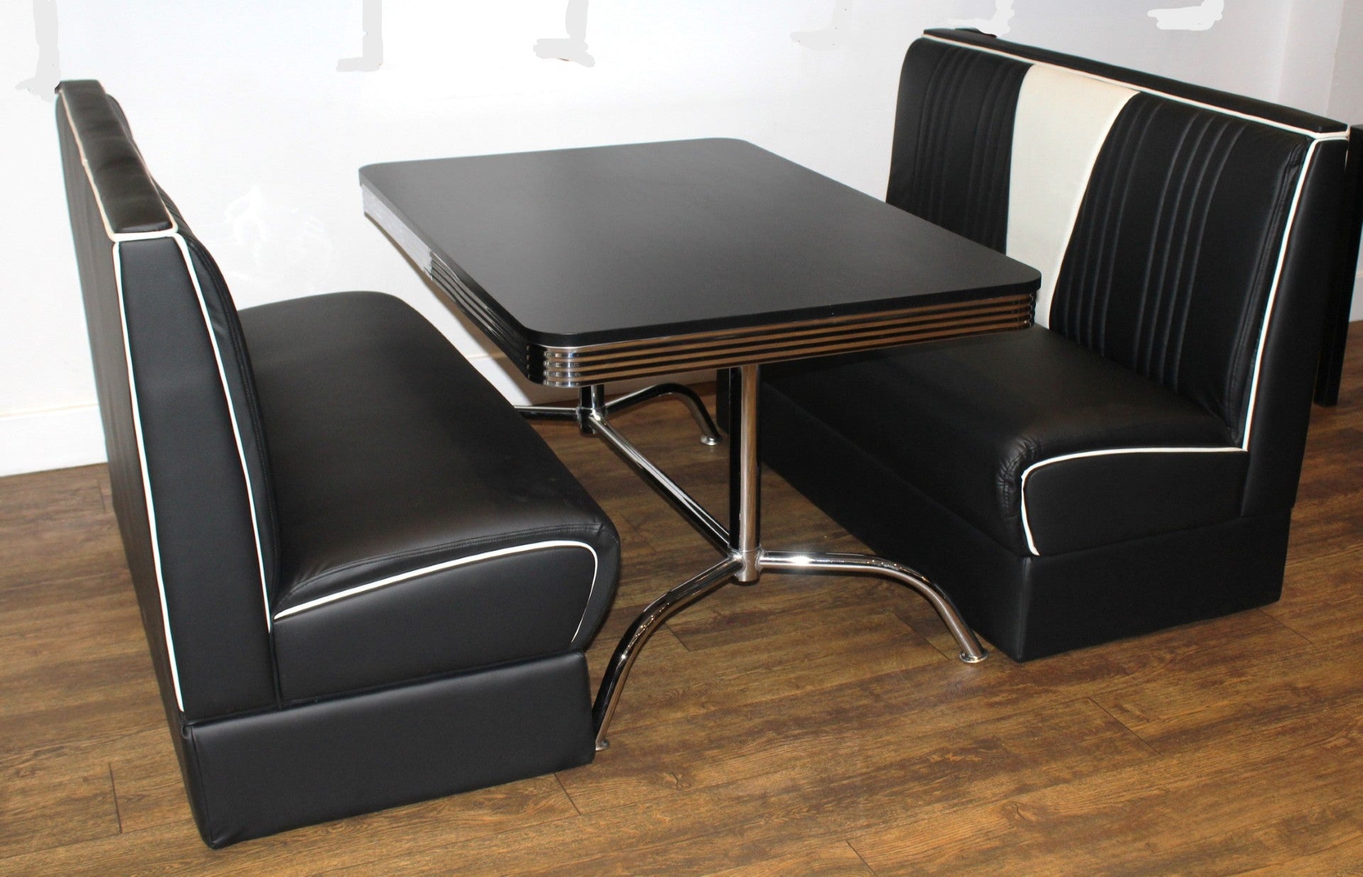Black Nashville Booth Diner Set With Black Booth Table - REDUCED