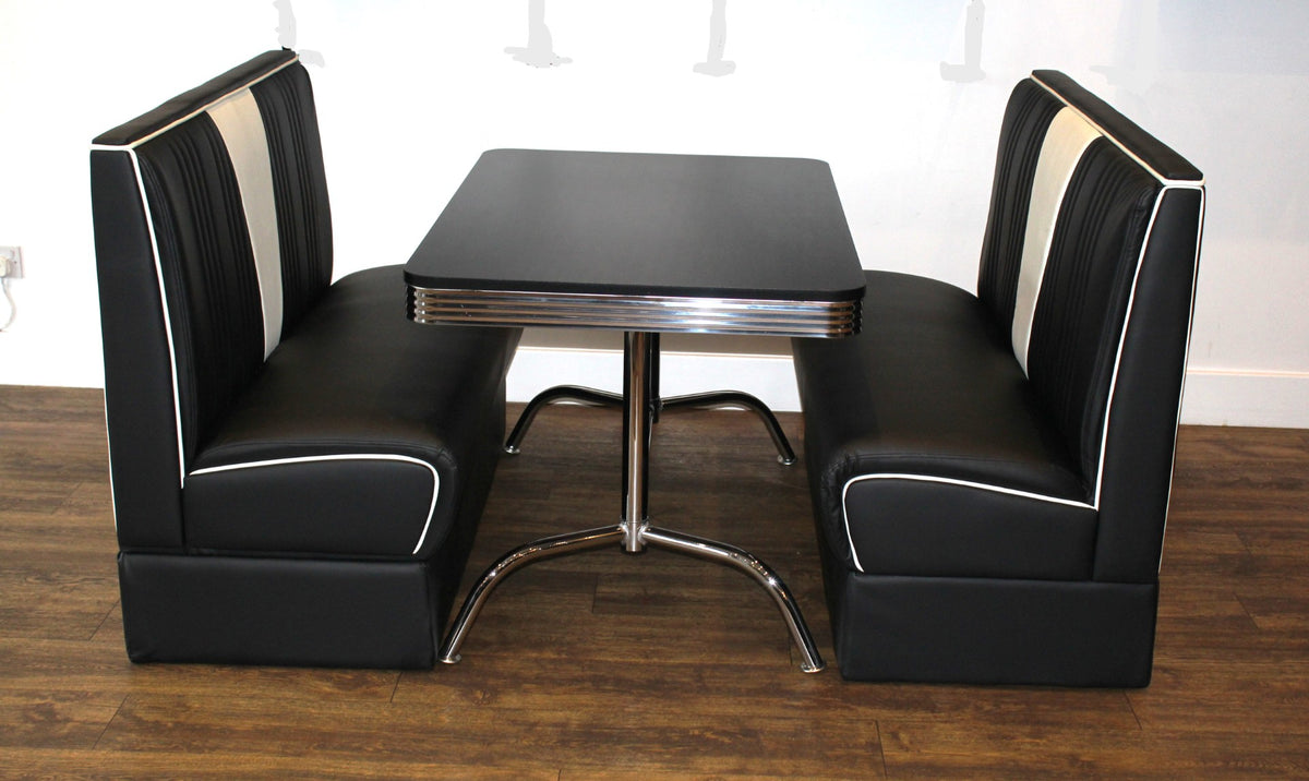 Booth Rectangular Table Black Nashville Booth Diner Set With Black Booth Table – Just Americana