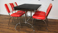 Commercially Graded Black Booth Table Red Diner Set