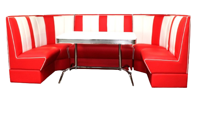 Commercially Graded Red Full Booth Set With White Table
