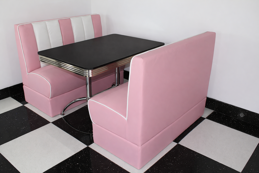 Pink Double Booths With Black Table