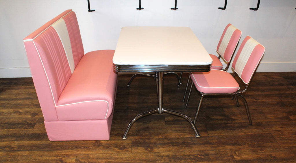 Pink Nashville Booth, 2 Chairs and White Booth Table