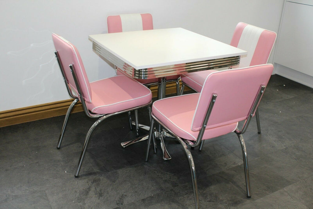 Square Table Pink Diner Set