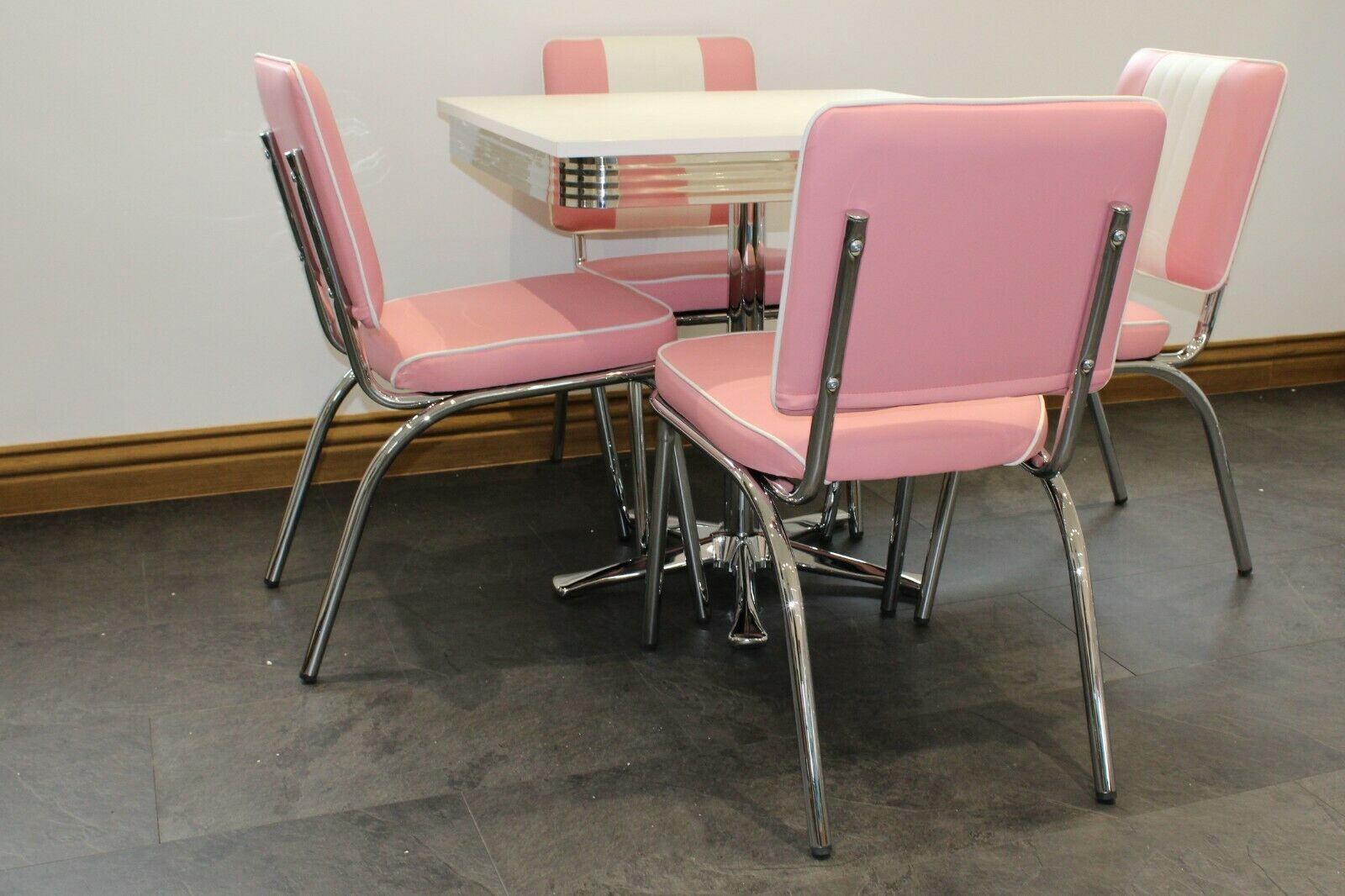 Square Table Pink Diner Set