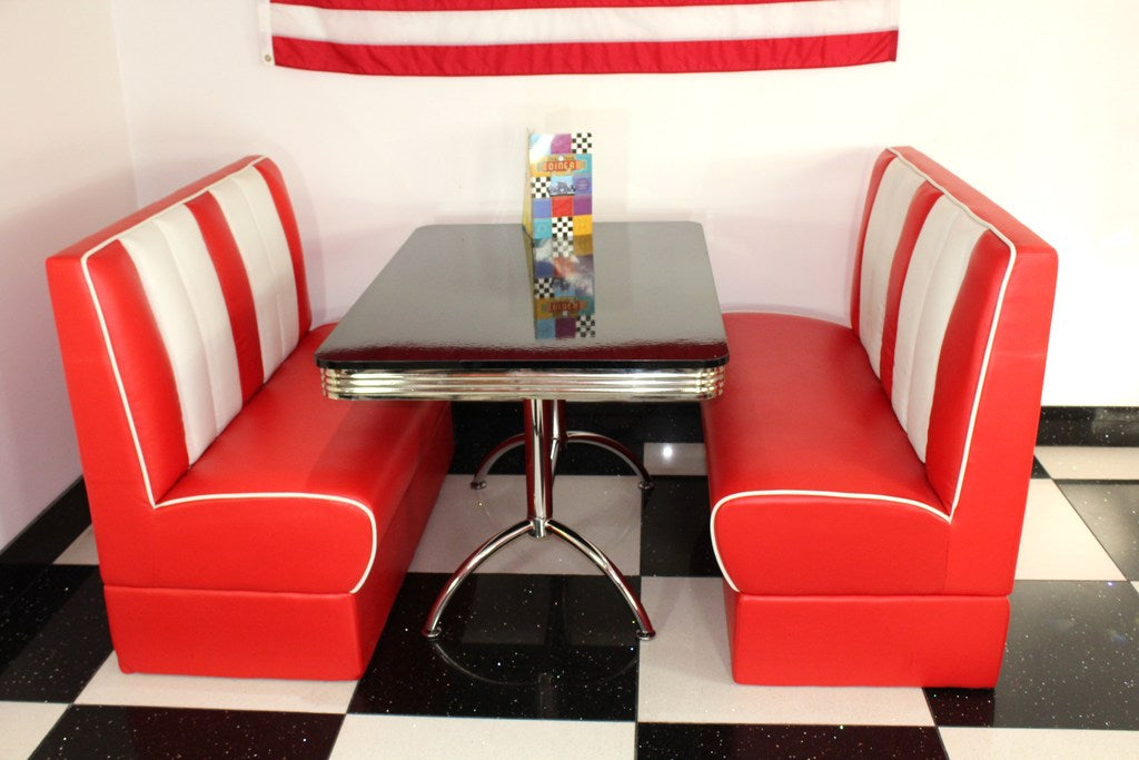 Ed's American Retro Double Booth Diner Set in Red and White