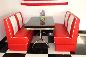 Ed's American Retro Double Booth Diner Set in Red and White