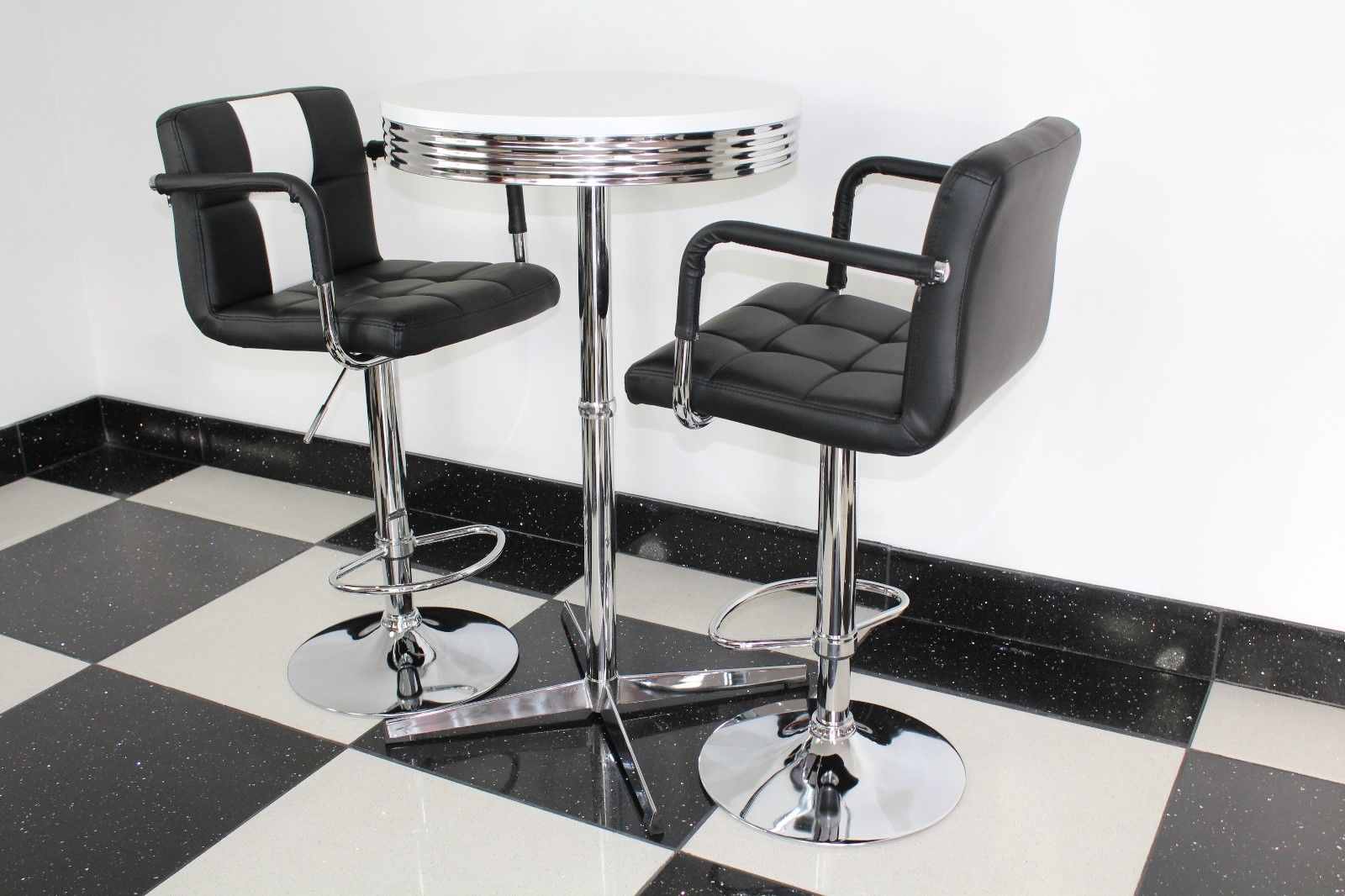 Claw Base Black & White Bistro Set 