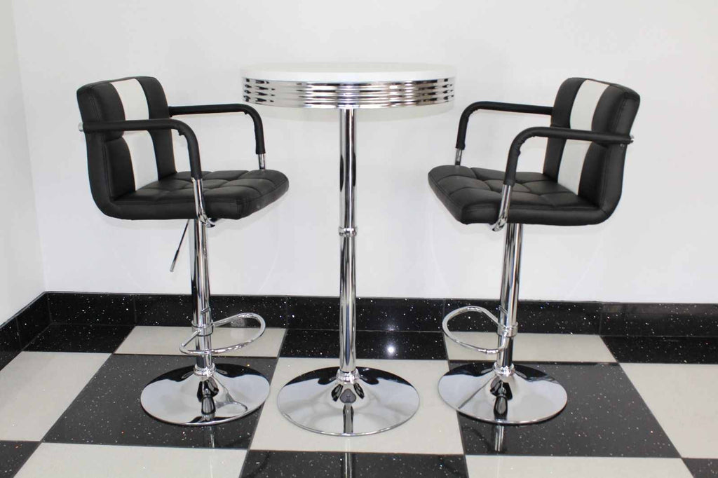 Round Base Black & White Bistro Set 