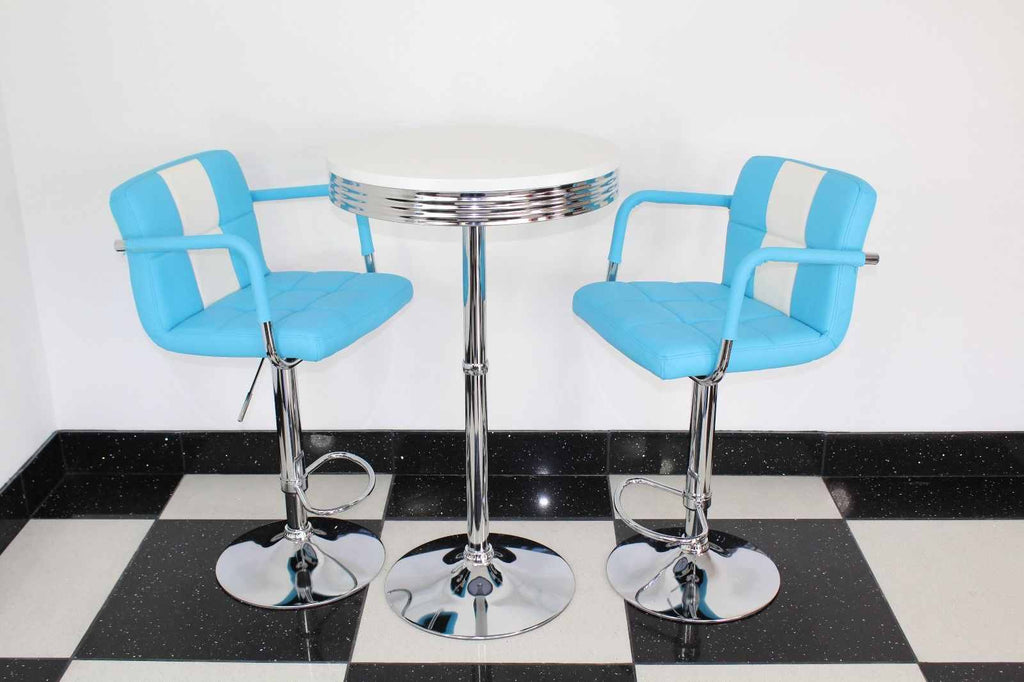 Bistro Set Blue and White – Round Base