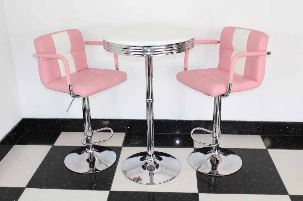 Bistro Set Pink and White – Round Base