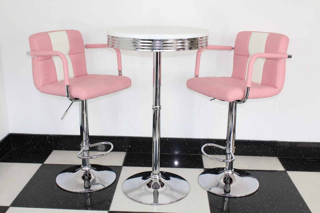 Bistro Set Pink and White – Round Base