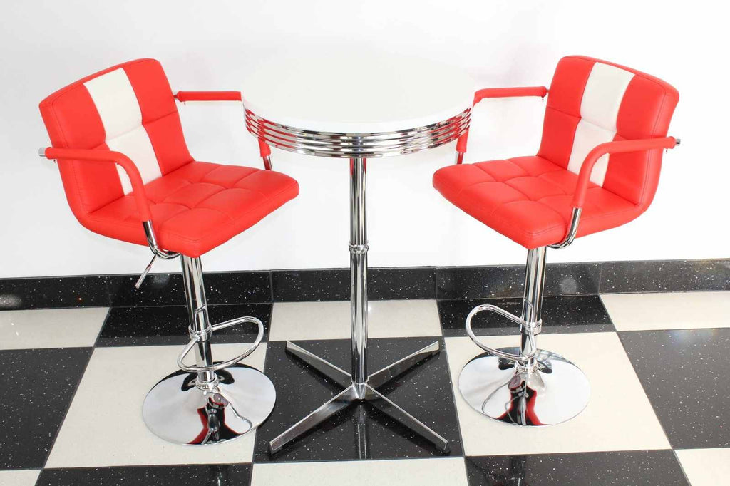 Bistro Set Red and White – Claw Base