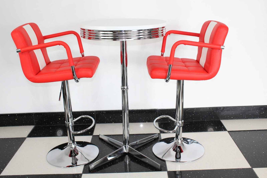 Bistro Set Red and White – Claw Base
