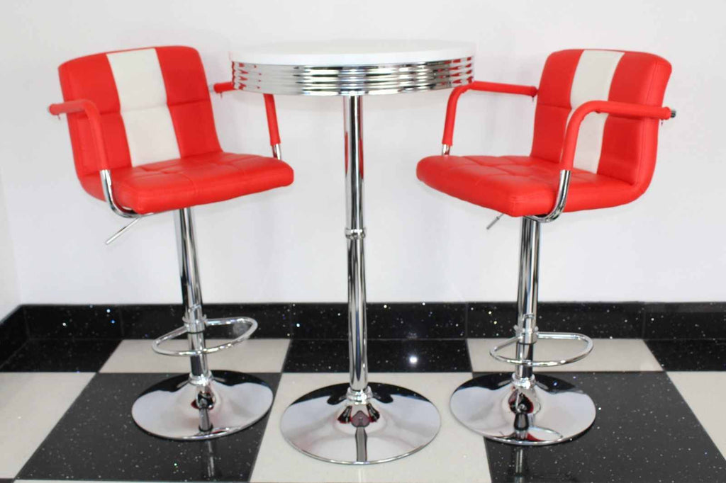 Bistro Set Red and White – Round Base