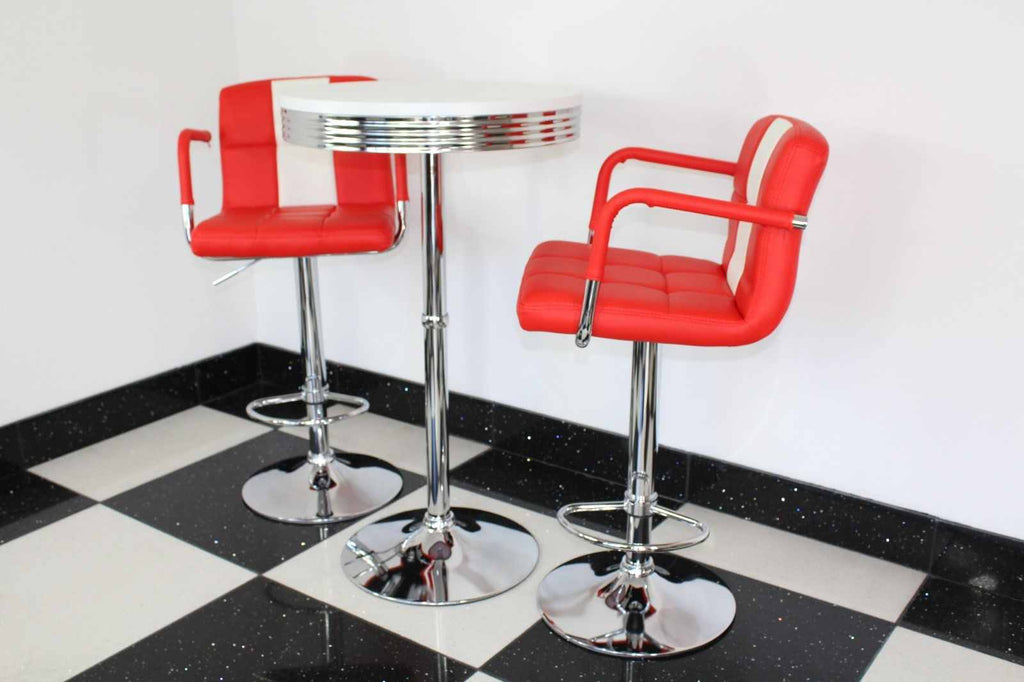 Bistro Set Red and White – Round Base