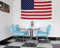 Ronnie Blue Retro Booth Table With Four Chairs Black