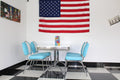 Ronnie Blue Retro Booth Table With Four Chairs Black