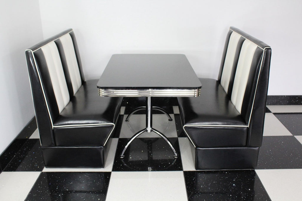 Commercially Graded Black Booths With Black Table