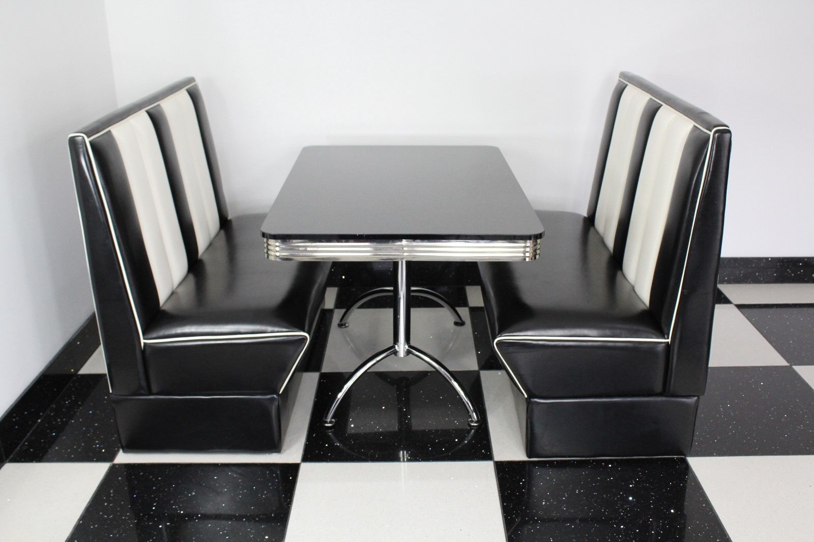 Commercially Graded Black Booths With Black Table