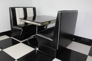 Commercially Graded Black Booths With Black Table