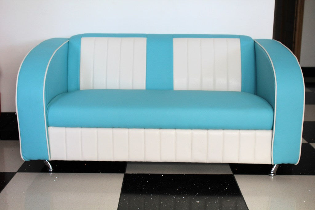 Blue and white sofa