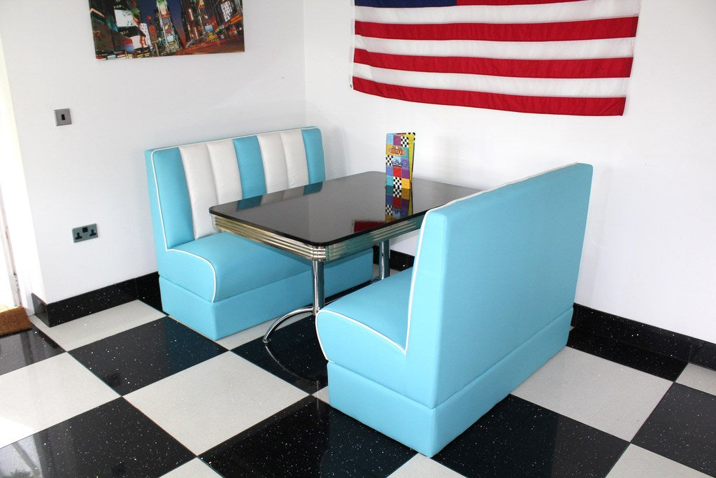 Ed's American Retro Booth Diner Set in Blue and White
