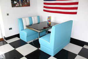 Ed's American Retro Booth Diner Set in Blue and White
