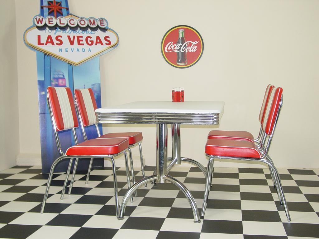 Booth Table Red Diner Set