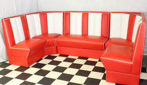 Commercially Graded Full Booth Diner Set With Black Table