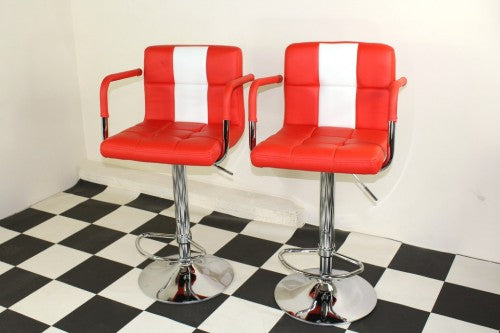 Red and white online bar stools