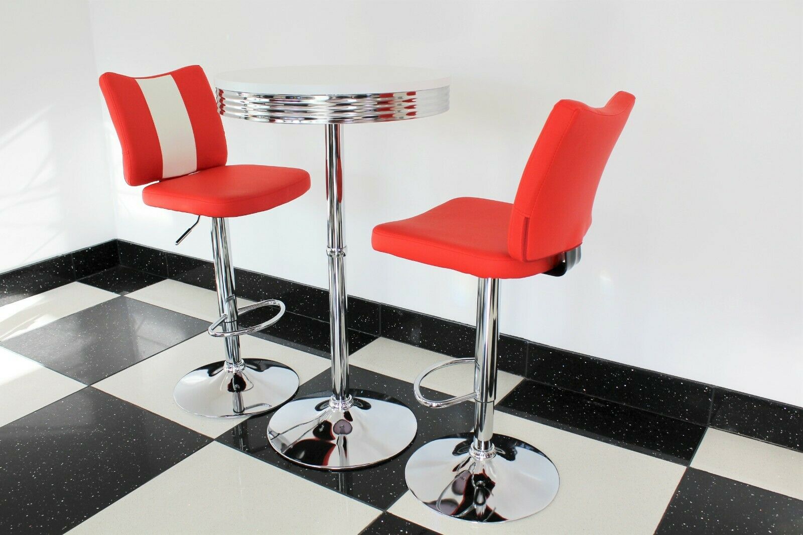 Red Bistro Set with Round Base Table