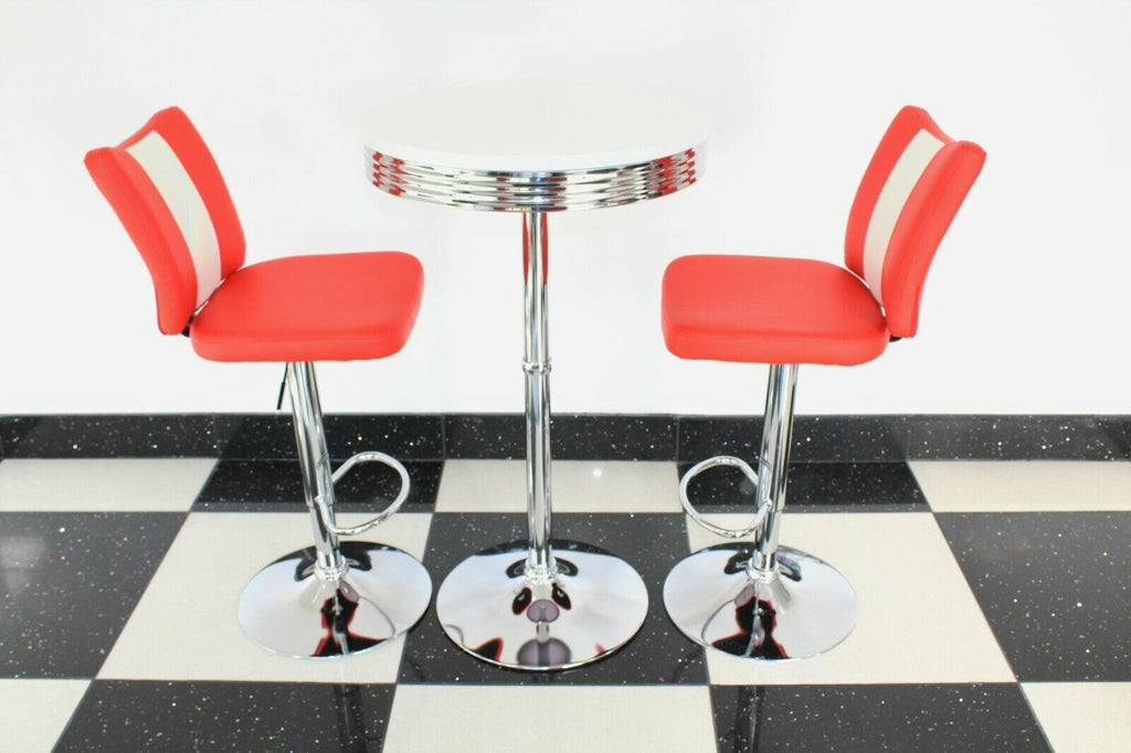 Red Bistro Set with Round Base Table