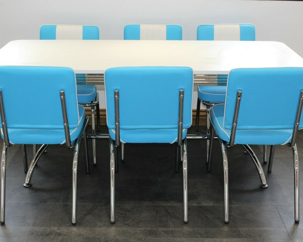 Large Booth Table Blue Diner Set