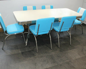Large Booth Table Blue Diner Set