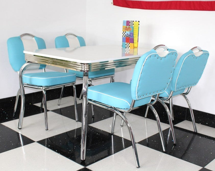 Smith's Retro Table with Four Chairs in Blue