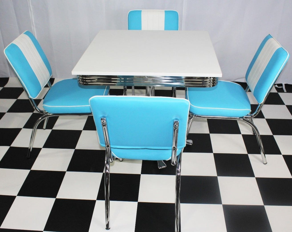 Square Table Blue Diner Set